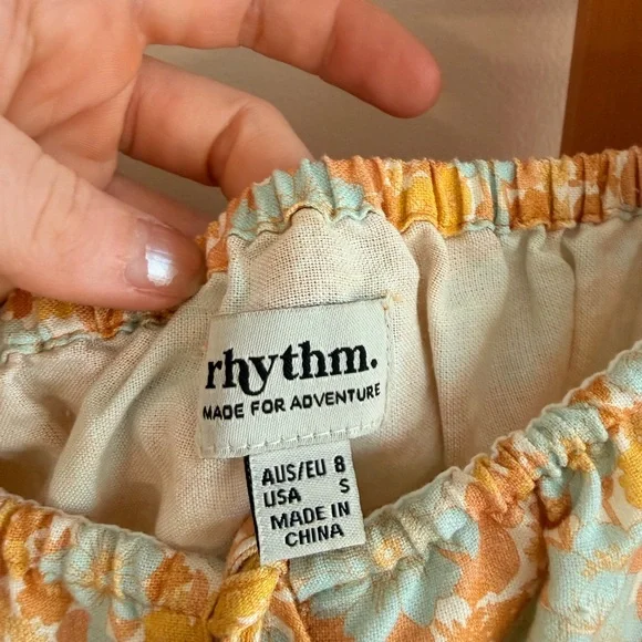 Rhythm Floral Long Sleeve Crop Top - Blue and Orange - Picture 2 of 4